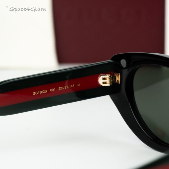Gucci Women Sunglasses Black Red Grey Cat Eye GG1862S 001 NEW AUTHENTIC - Picture 6 of 10